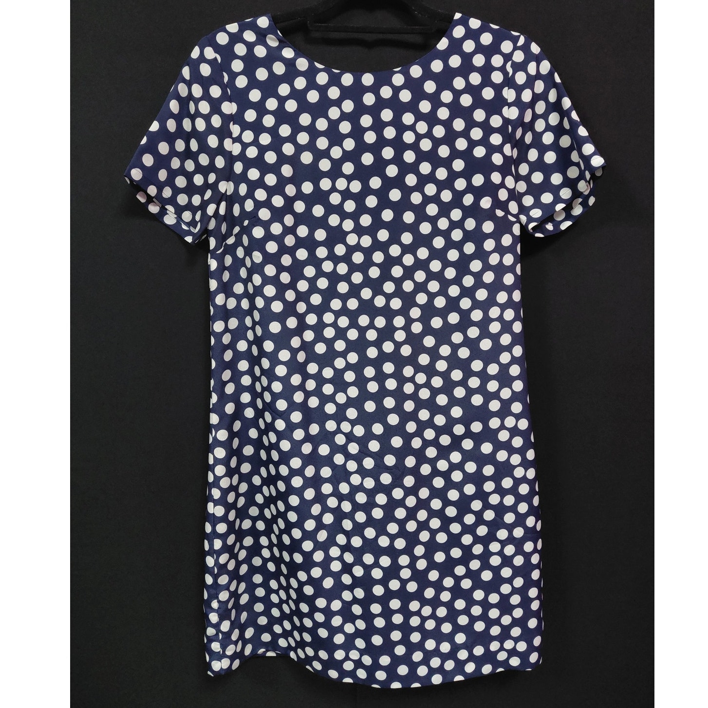 J.Crew Style Polka Dot Dress Blue Short Sleeve Crew Neck Size S